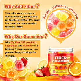 Gummies de fibres CleverasHealth 10g avec étiquette nutritionnelle