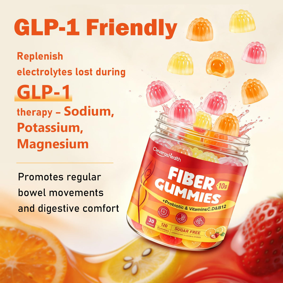 Gummies de fibres CleverasHealth 10g avec ingrédients naturels