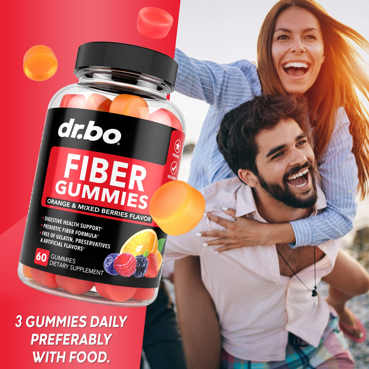 Gummies de Fibres DR. BO sur une assiette