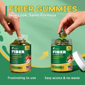 Gummies de fibres Femmetra, saveur pomme, présentation des gummies