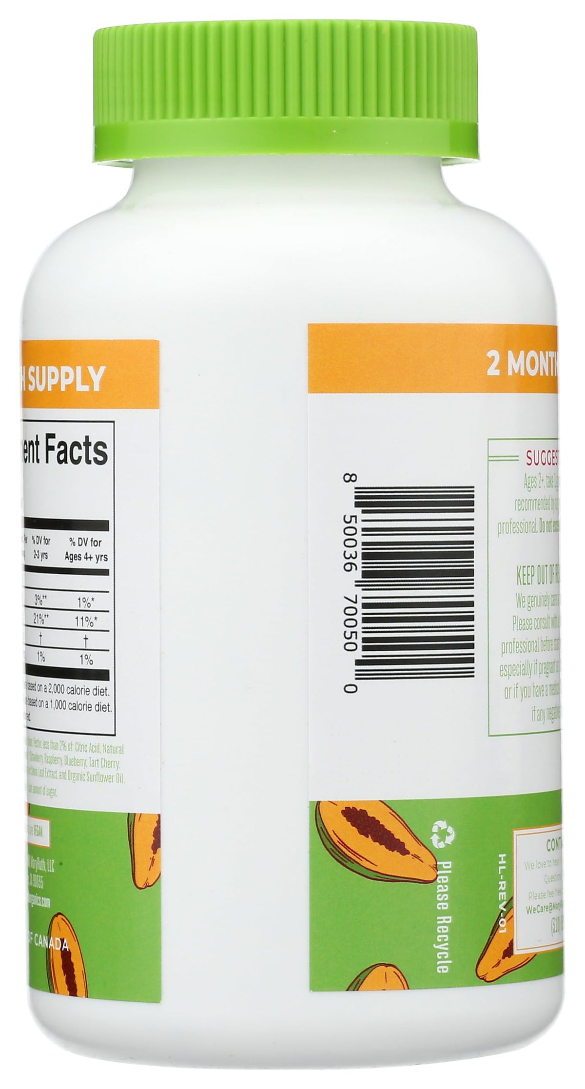 Gummies de fibres MARYRUTH'S, 3g de fibres par gummy, 60 servings