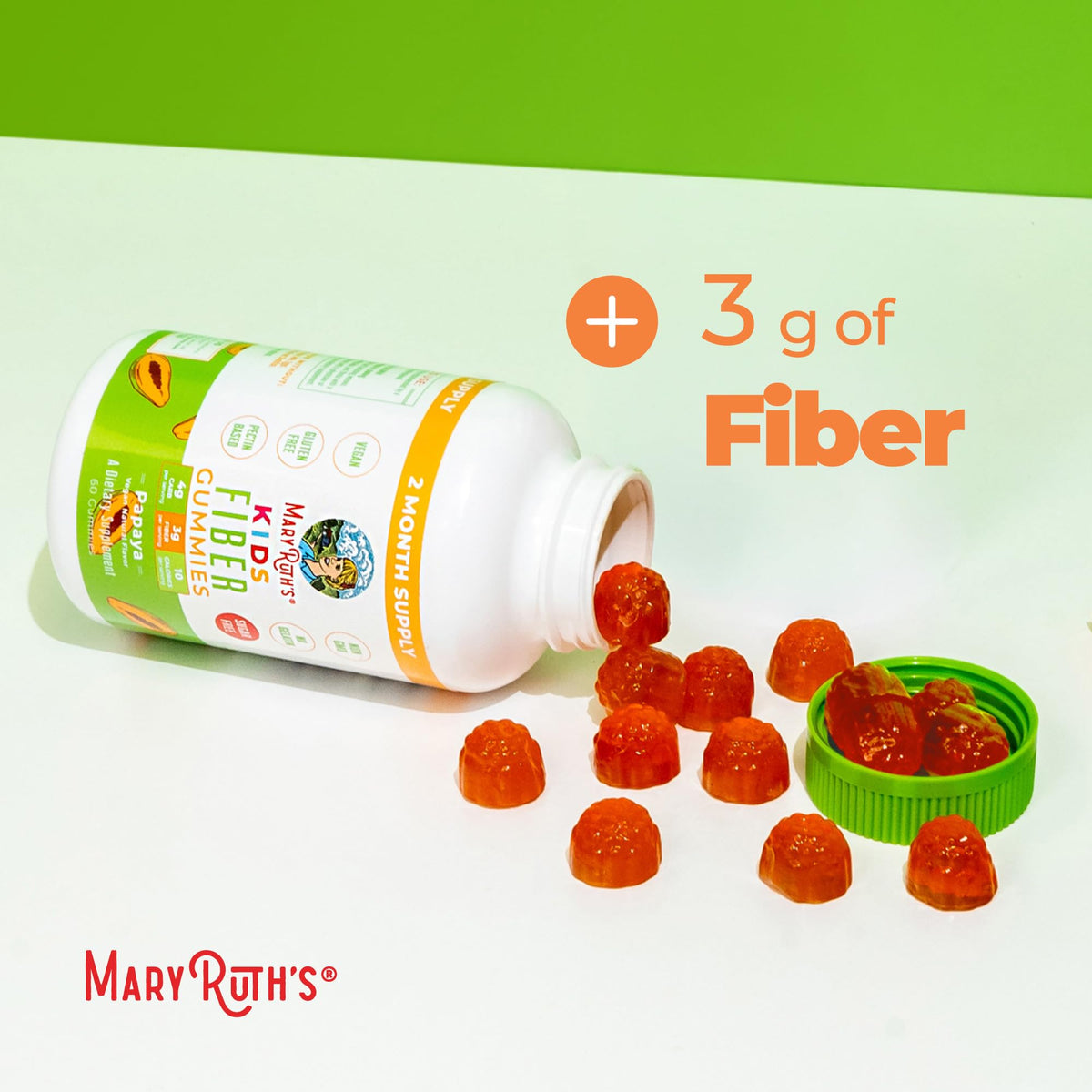 Gummies de fibres MARYRUTH'S, présentation des ingrédients sur l'étiquette