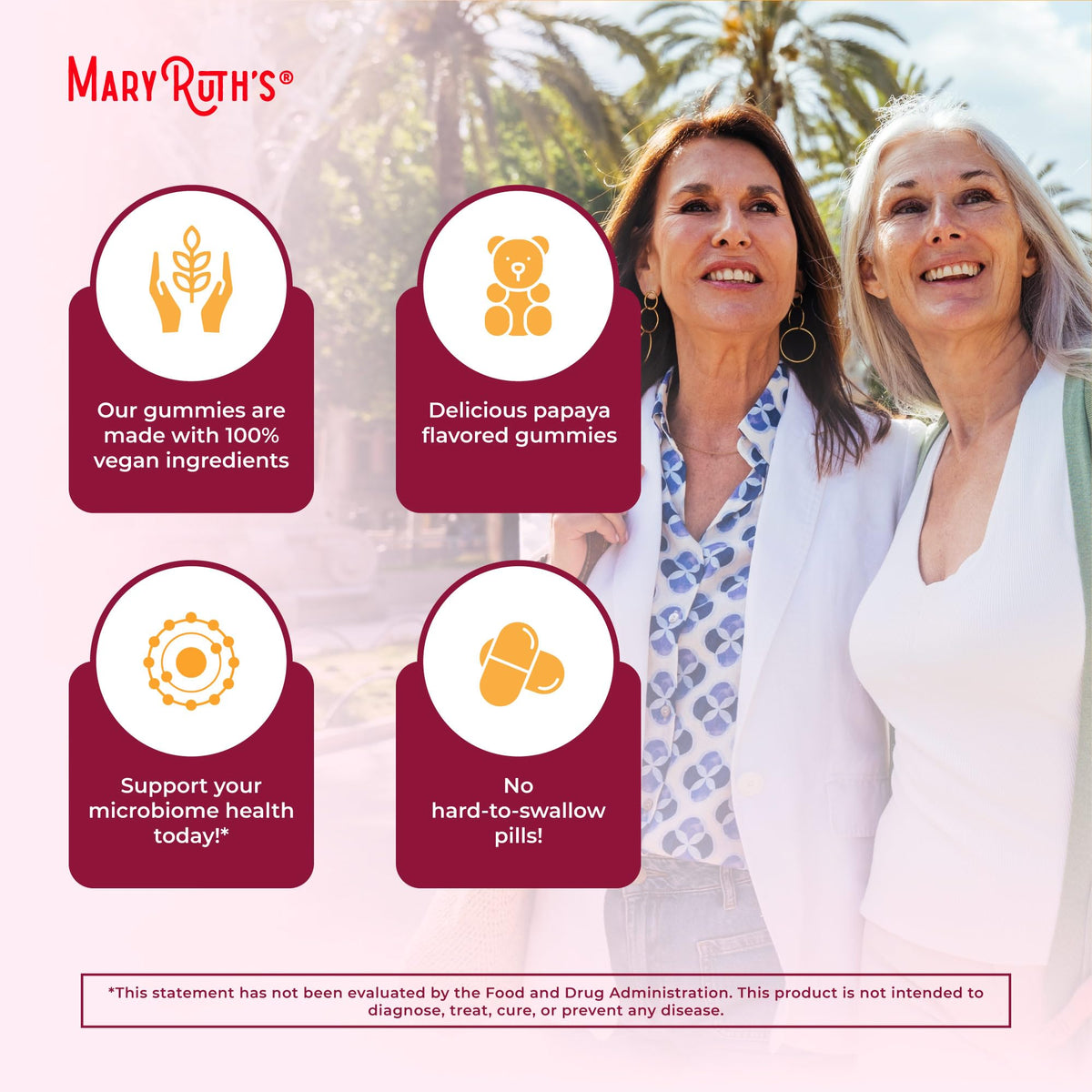 Gummies de Fibres MARYRUTH'S, présentation sur une table