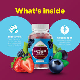 Gummies de fibres Phytoral sur table avec des ingrédients naturels