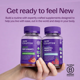 Gummies de Fibres Prébiotiques Bio New Chapter, présentation sur une table