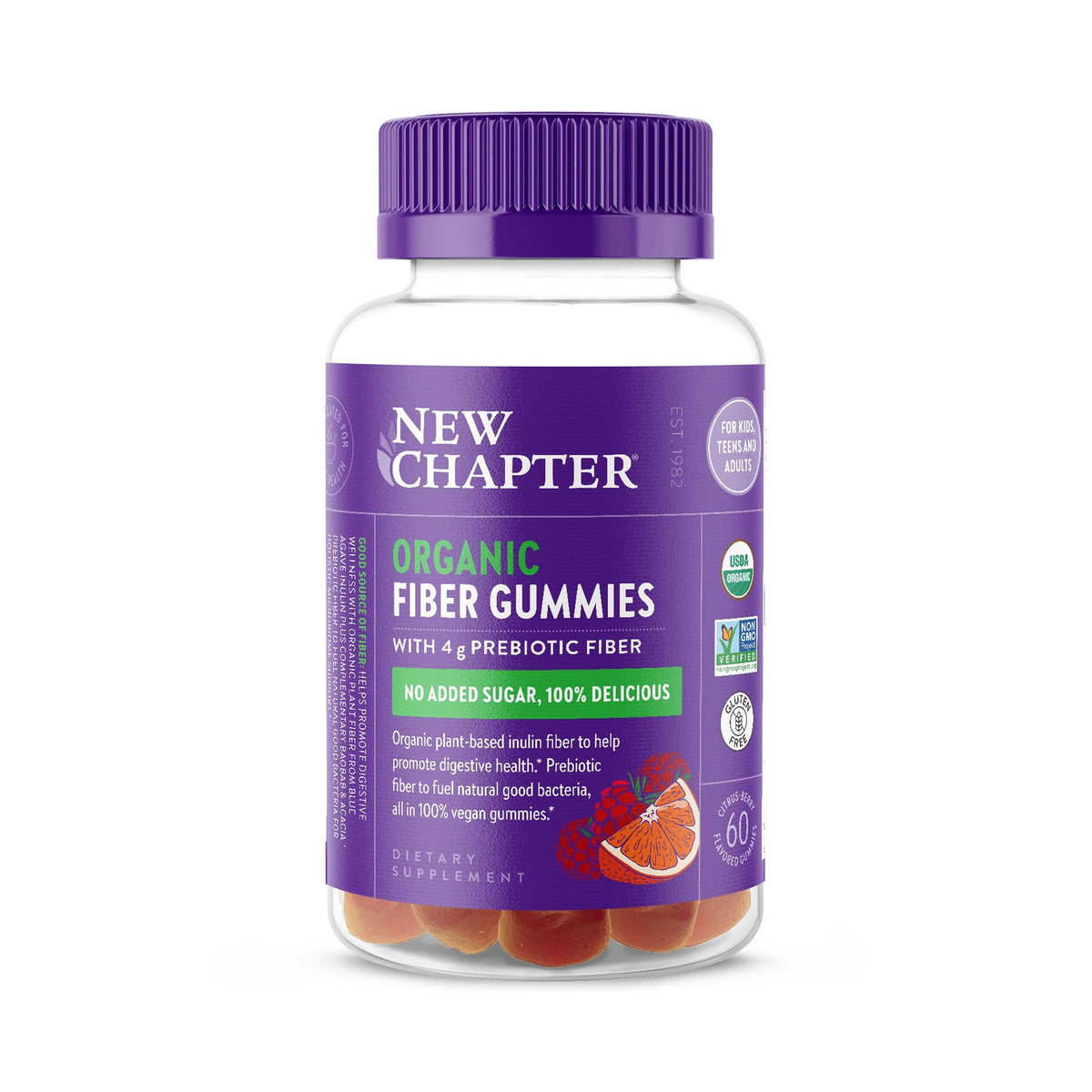 Gummies de Fibres Prébiotiques Bio New Chapter, vue de face