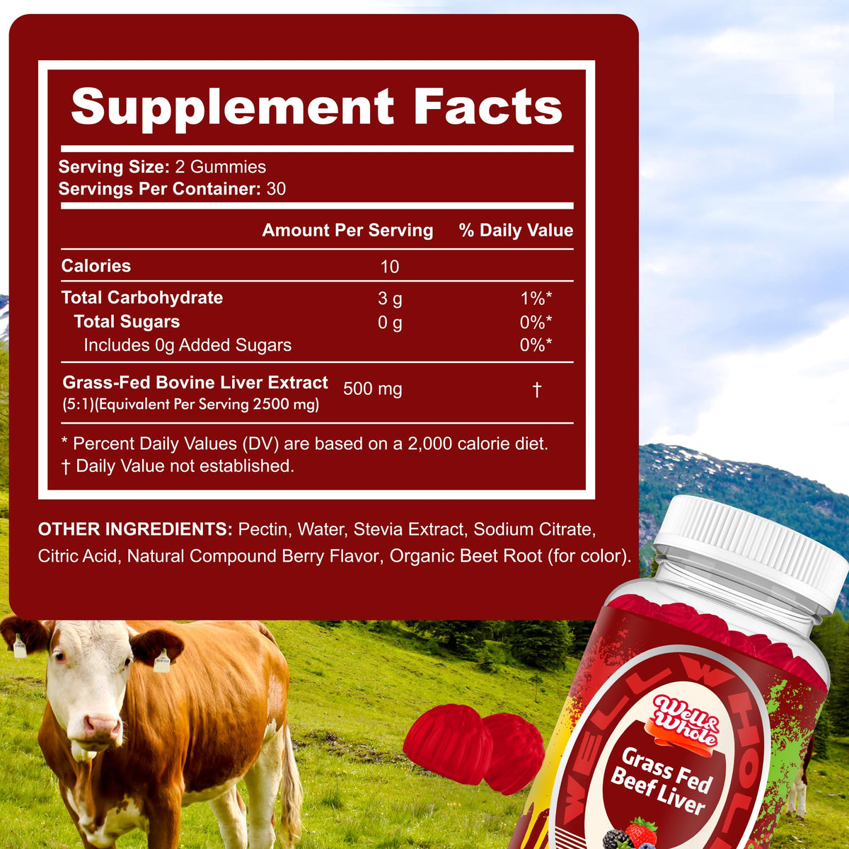Gummies de foie de boeuf Well&Whole 181g avec packaging