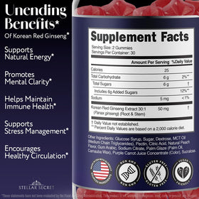 Gummies de ginseng rouge coréen au goût pêche, présentation individuelle