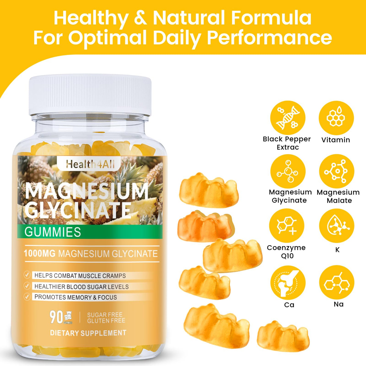 Gummies de Glycinate de Magnésium 1000mg Health4All, emballage
