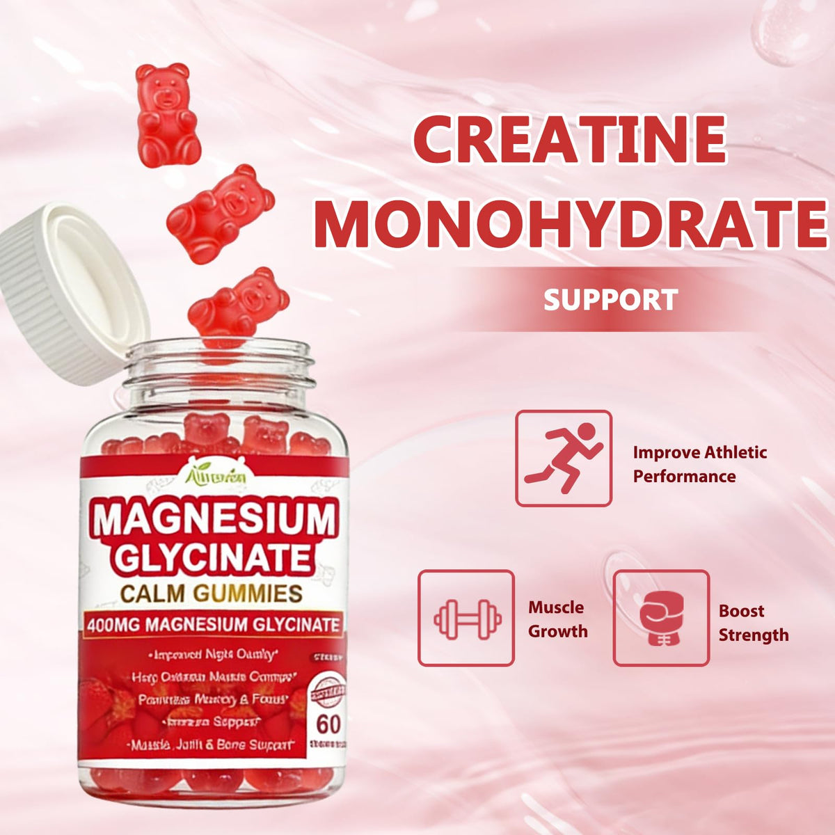 Gummies de Glycinate de Magnésium Aiwevon 400mg vue de côté