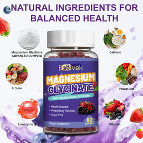 Gummies de glycinate de magnésium Babivek avec fruits en arrière-plan