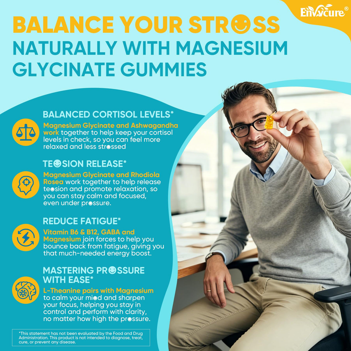 Gummies de Glycinate de Magnésium d'EnvyCure, texture moelleuse