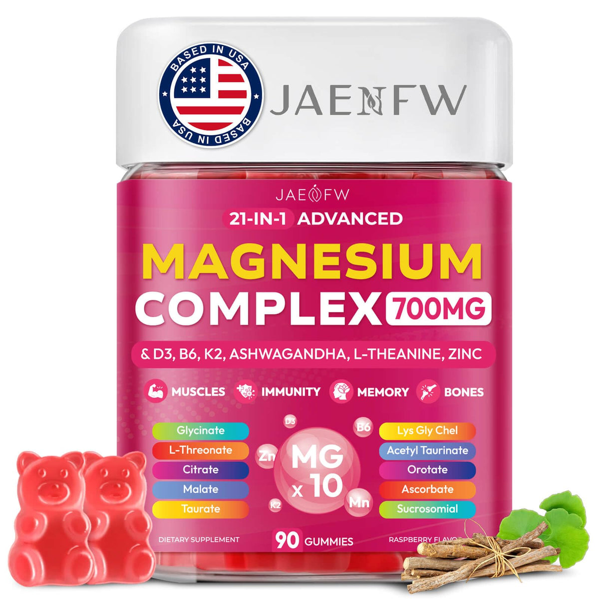 Gummies de Glycinate de Magnésium JAENFW 700mg vue de face