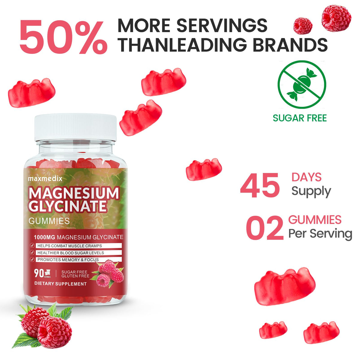 Gummies de Glycinate de Magnésium maxmedix sur une table