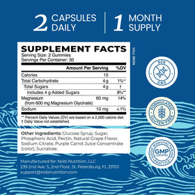 Gummies de glycinate de magnésium Nobi Nutrition, taille des gummies