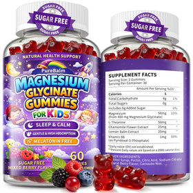 Gummies de glycinate de magnésium PureBalm 400mg, vue de face