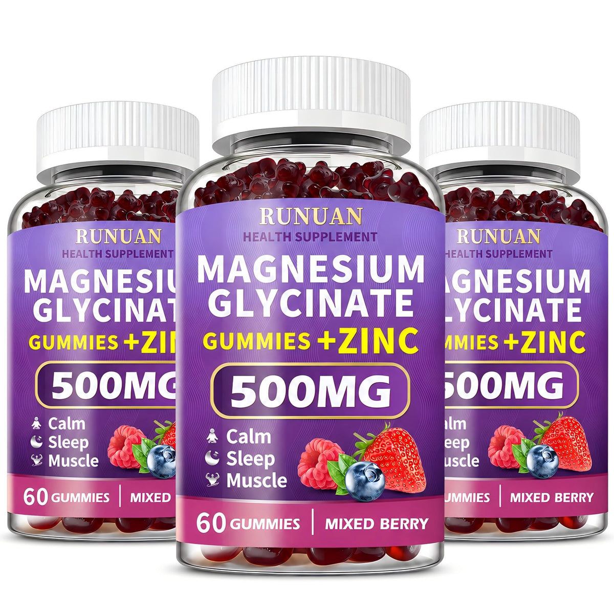 Gummies de Glycinate de Magnésium RUNUAN 500mg, vue avant