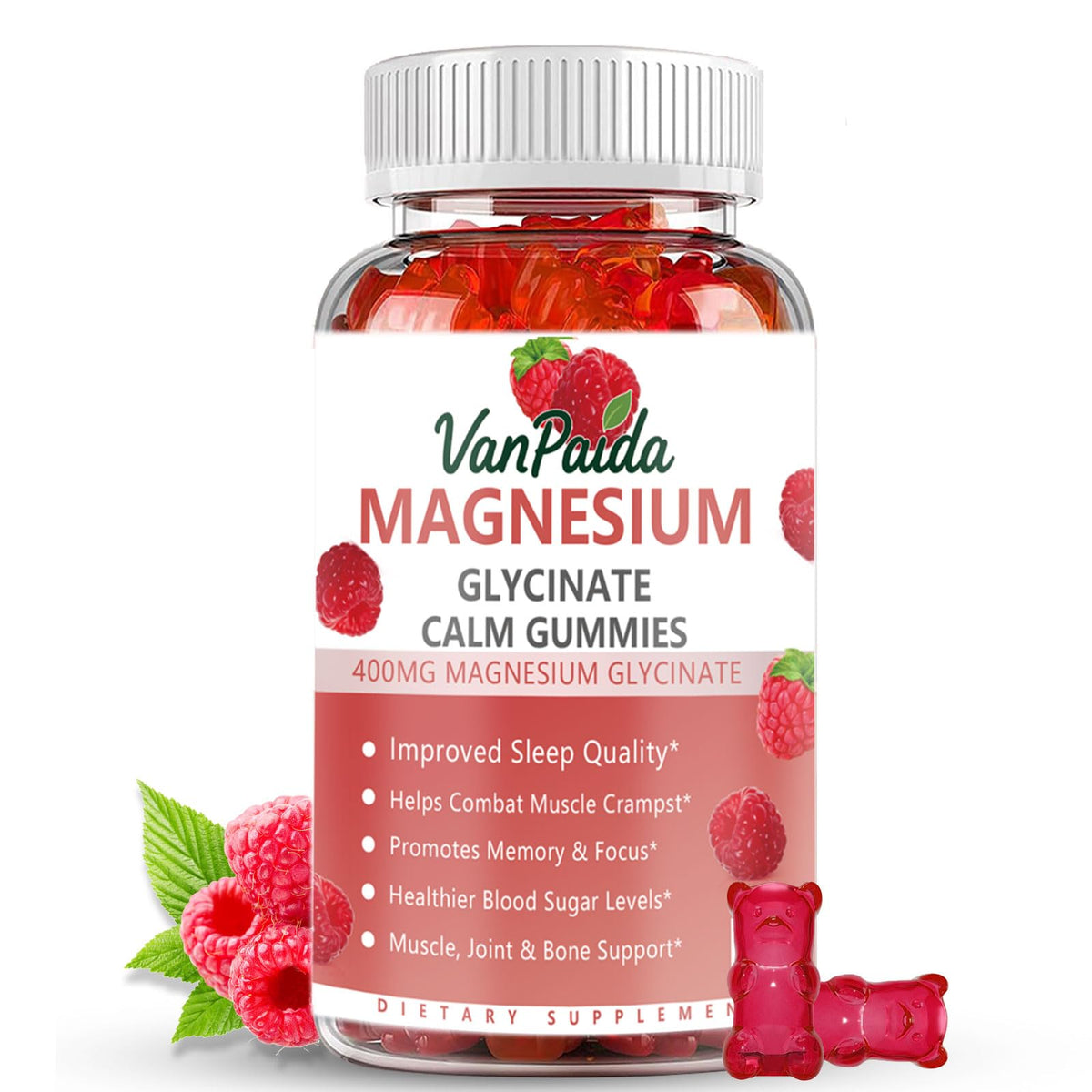 Gummies de Glycinate de Magnésium Van Paida, vue de face
