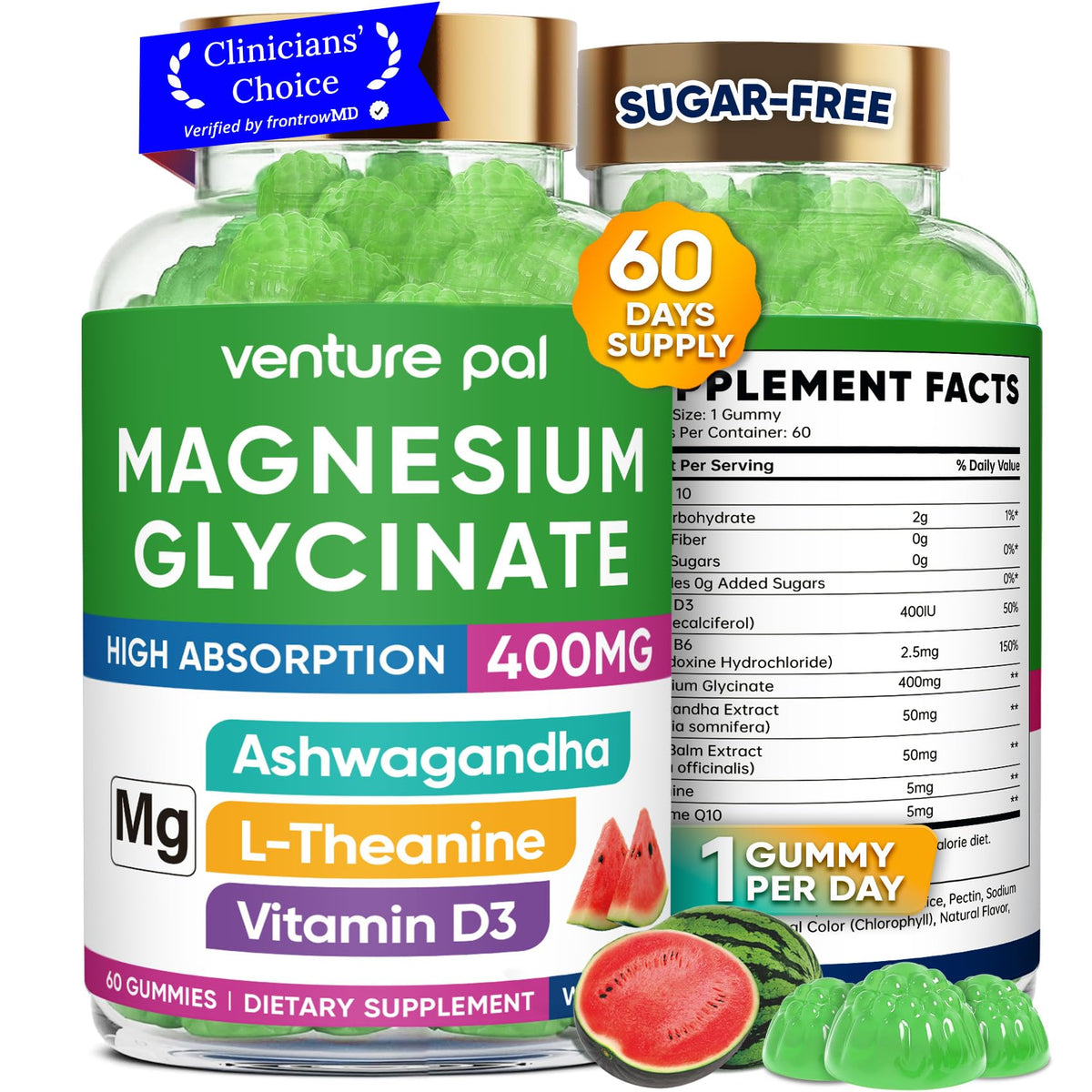 Gummies de Glycinate de Magnésium Venture Pal 400mg face avant