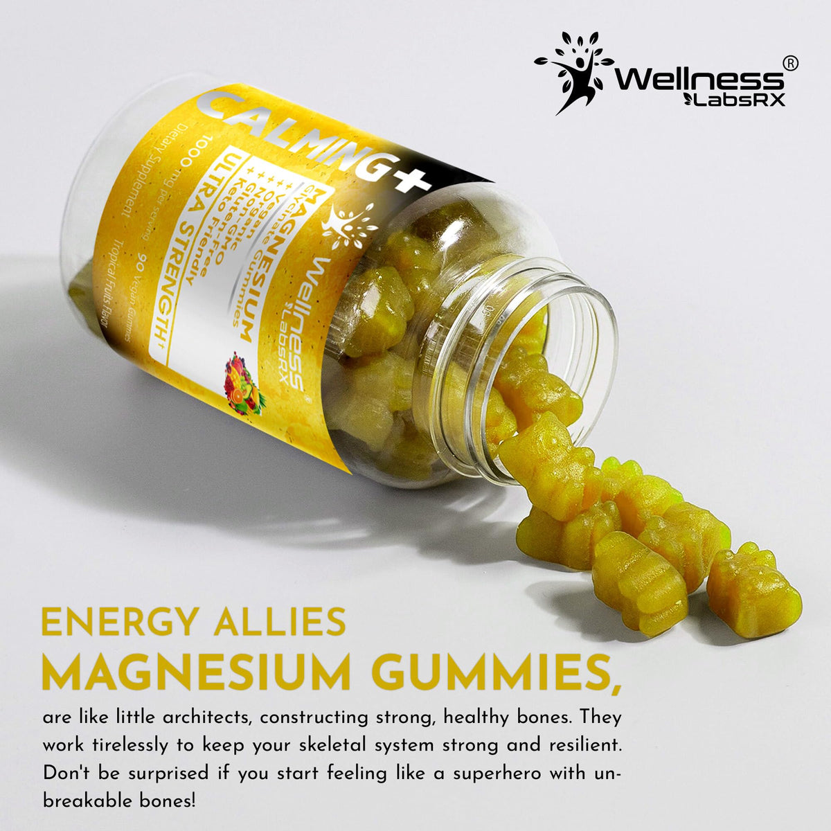 Gummies de Glycinate de Magnésium WELLNESS LABSRX avec un verre d'eau