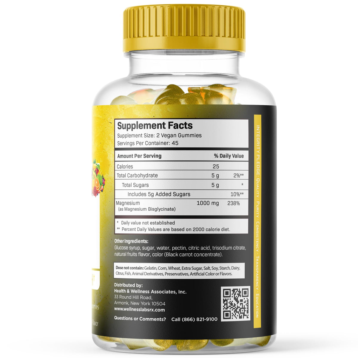 Gummies de Glycinate de Magnésium WELLNESS LABSRX, vue de côté