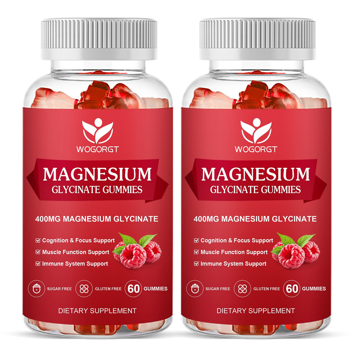 Gummies de Glycinate de Magnésium WOGORGT, 60 pièces, vue de face