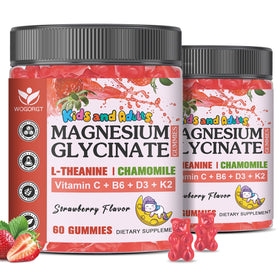 Gummies de glycinate de magnésium WOGORGT en pot, 60 unités