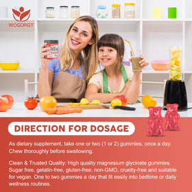 Gummies de glycinate de magnésium WOGORGT, pot ouvert