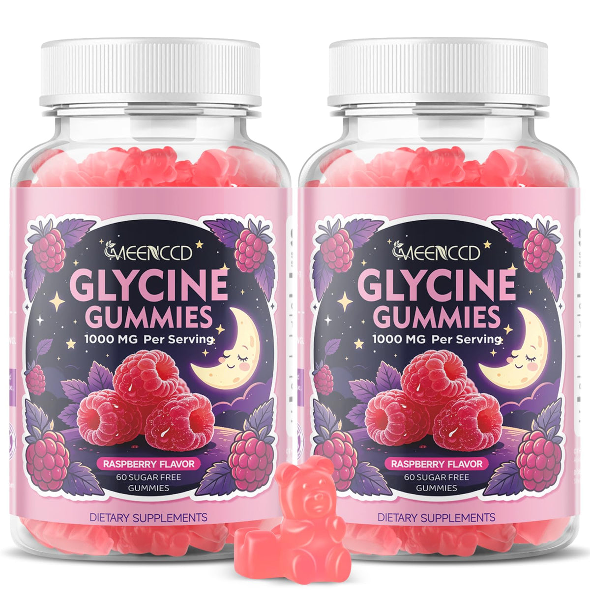 Gummies de Glycine MEENCCD bouteille vue avant avec 60 gummies