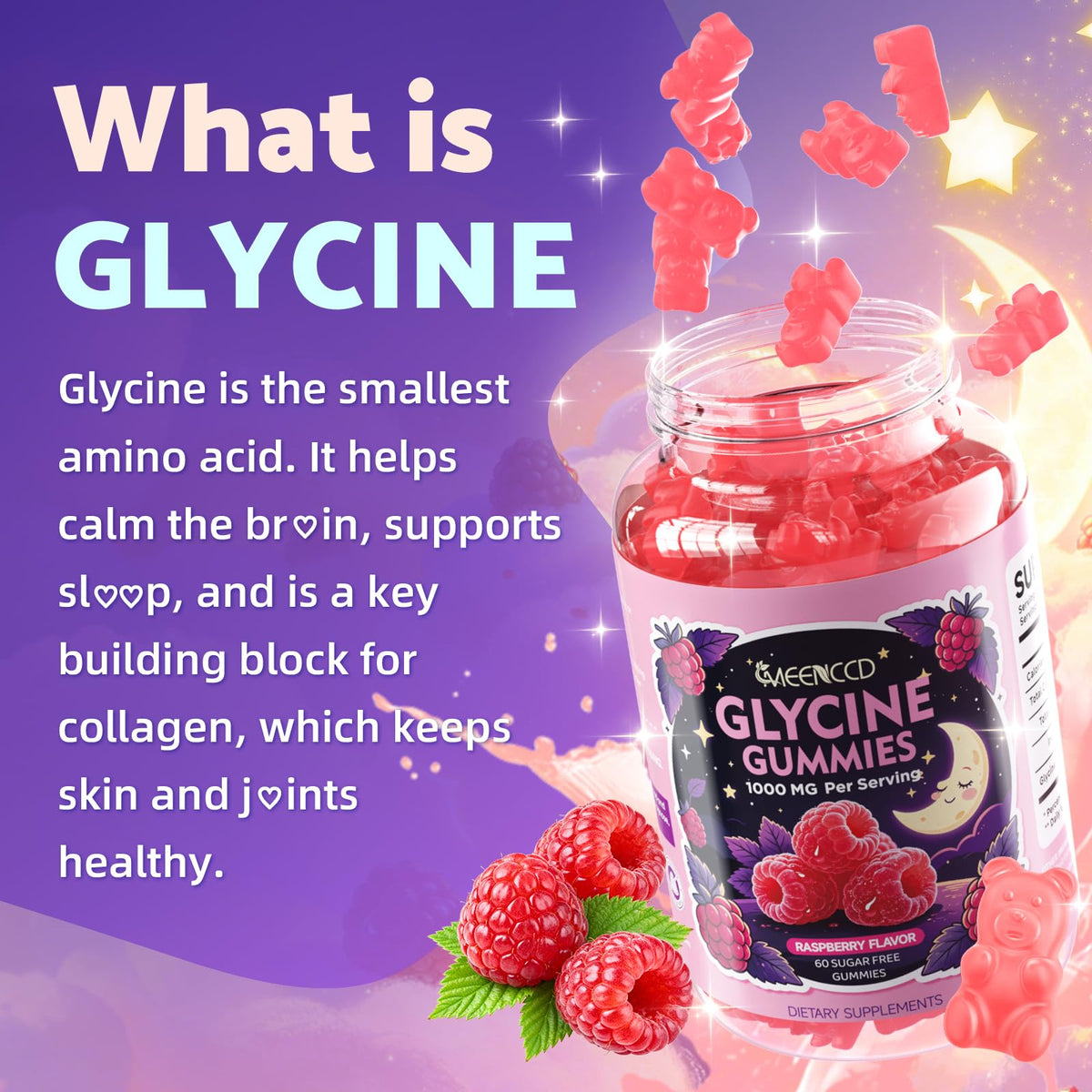 Gummies de Glycine MEENCCD en portion sur une assiette