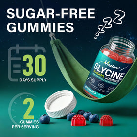 Gummies de glycine Vitalord dans une main pour montrer la taille