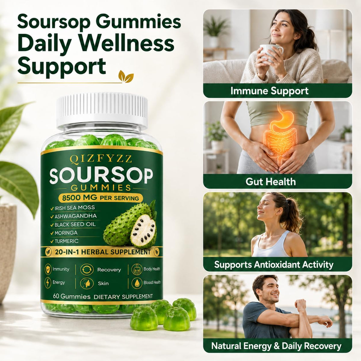 Gummies de Graviola Aacnre montrant la texture gélifiée