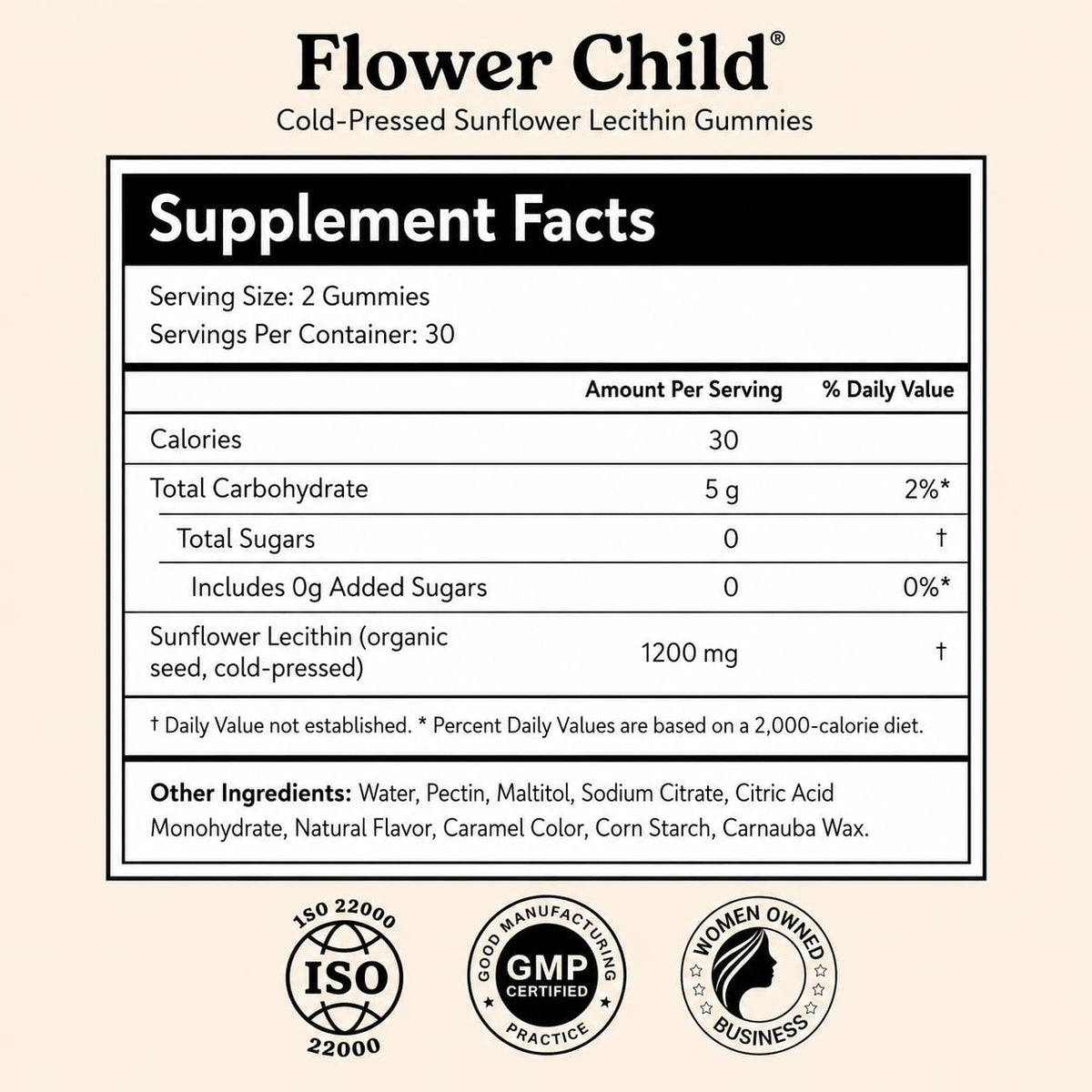 Gummies de lécithine de tournesol Flower Child, emballage ouvert