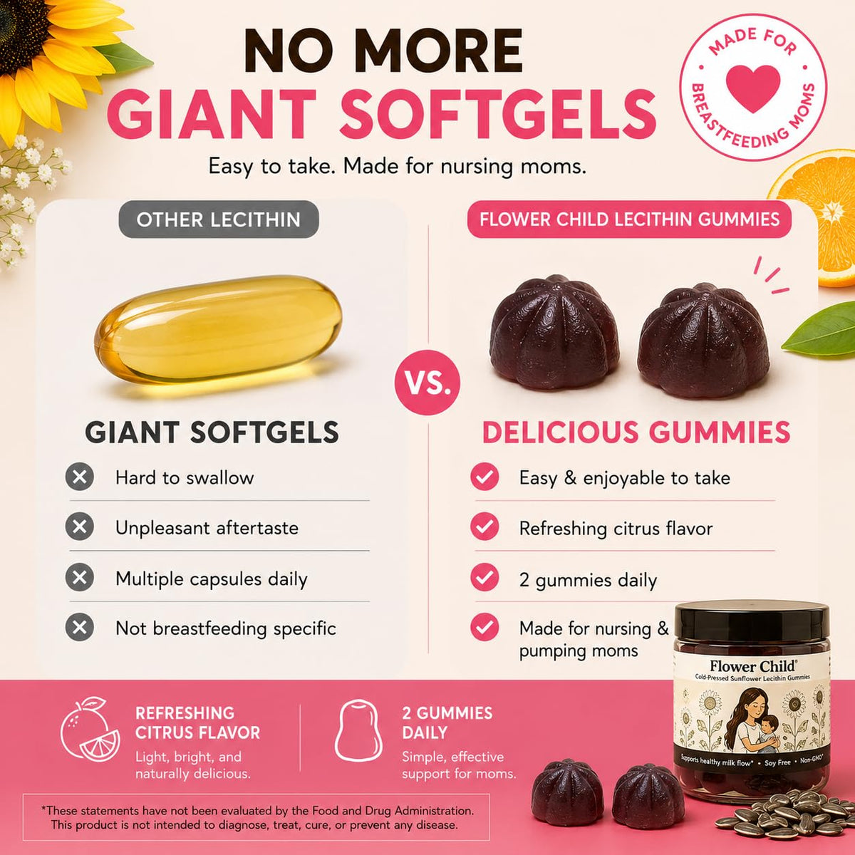 Gummies de lécithine de tournesol Flower Child, prise en main