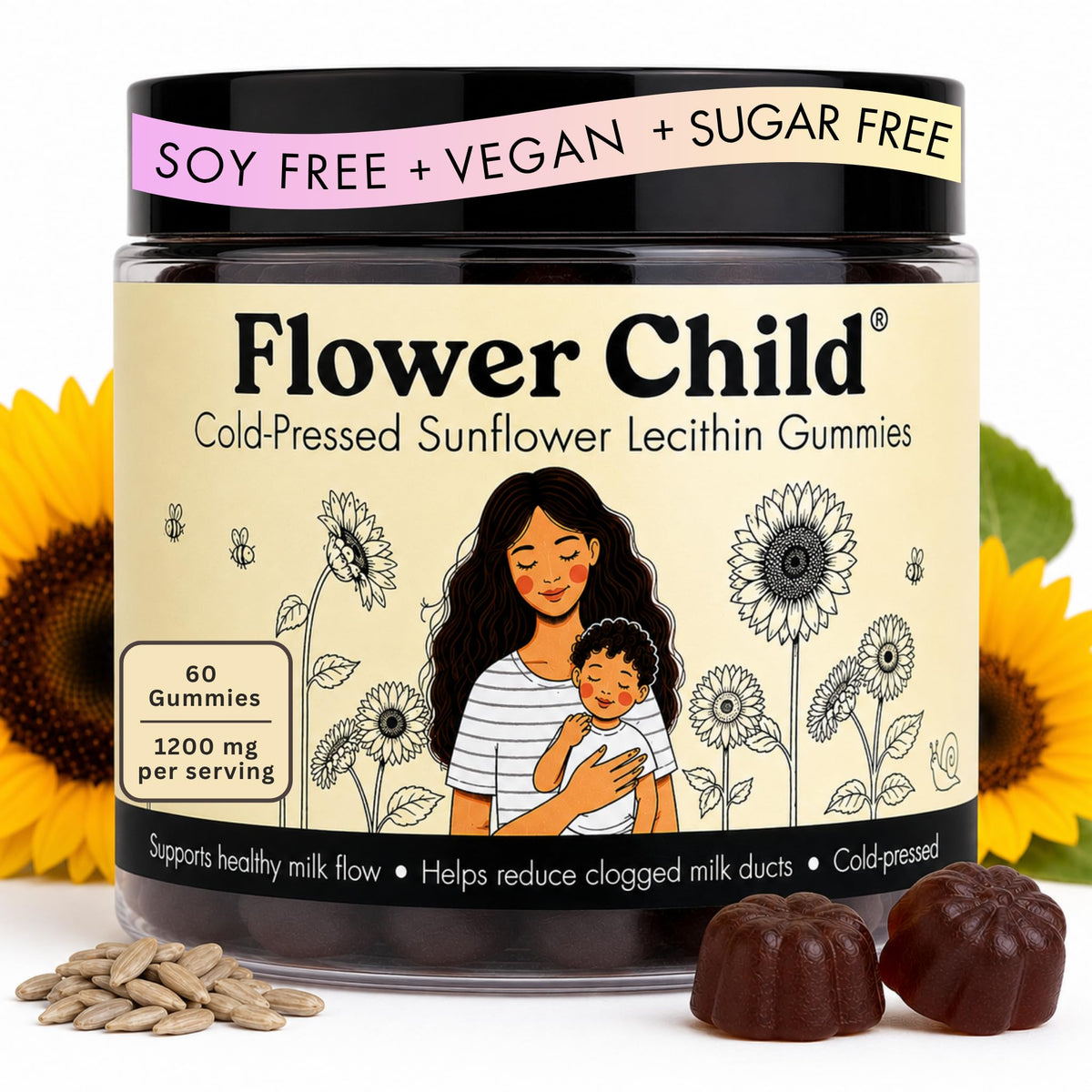 Gummies de lécithine de tournesol Flower Child, vue de face