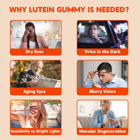Gummies de lutéine NEVISS montrant la taille des gummies
