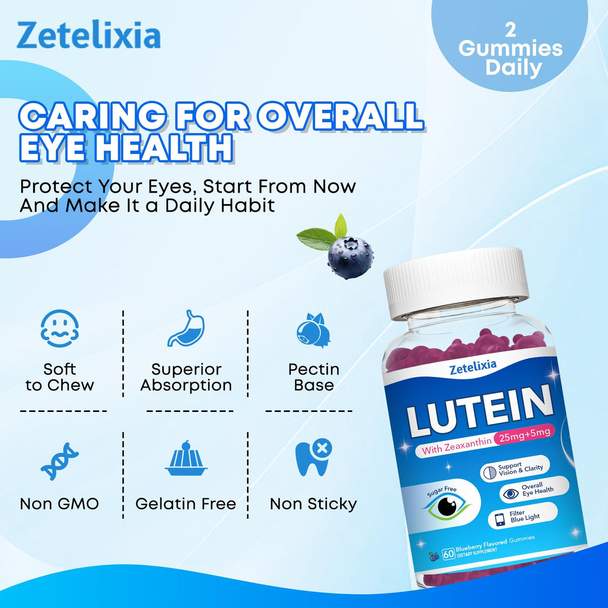 Gummies de Lutéine Zetelixia avec ingrédients naturels
