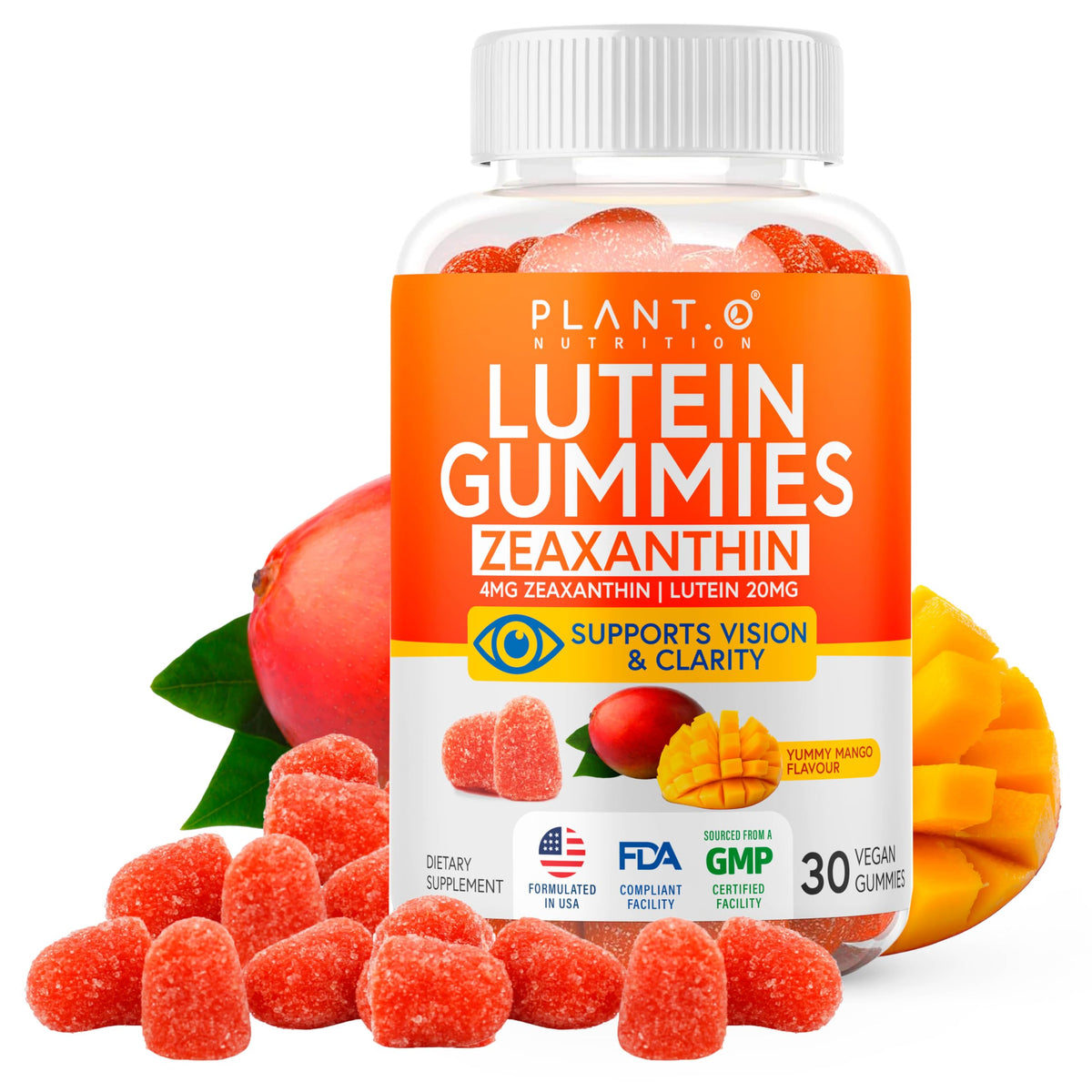 Gummies de Luthéine et Zéaxanthine 20mg de PLANT.O NUTRITION en boîte