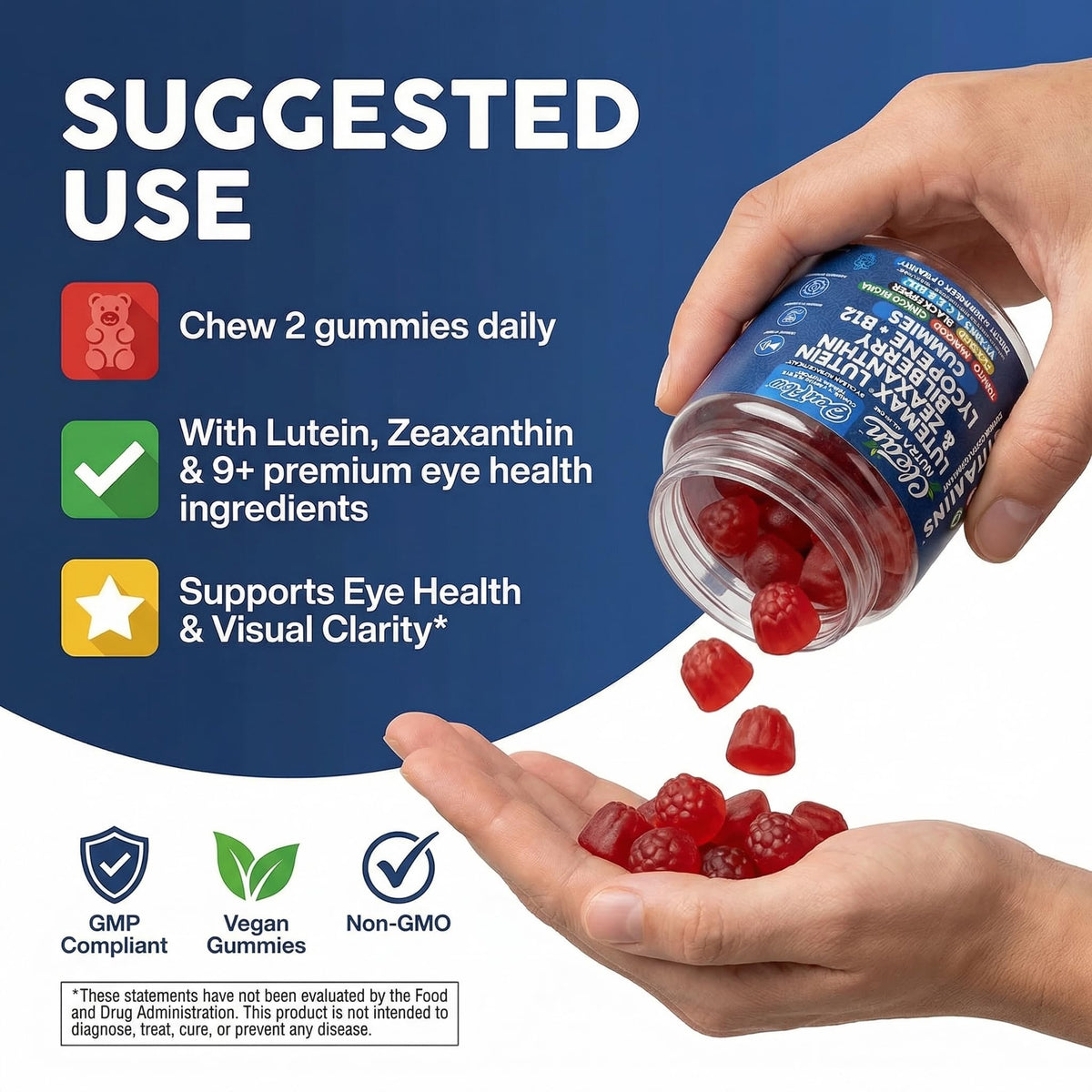 Gummies de Luthéine et Zéaxanthine avec des vitamines B12 et D