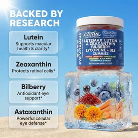 Gummies de Luthéine et Zéaxanthine avec une myrtille à côté