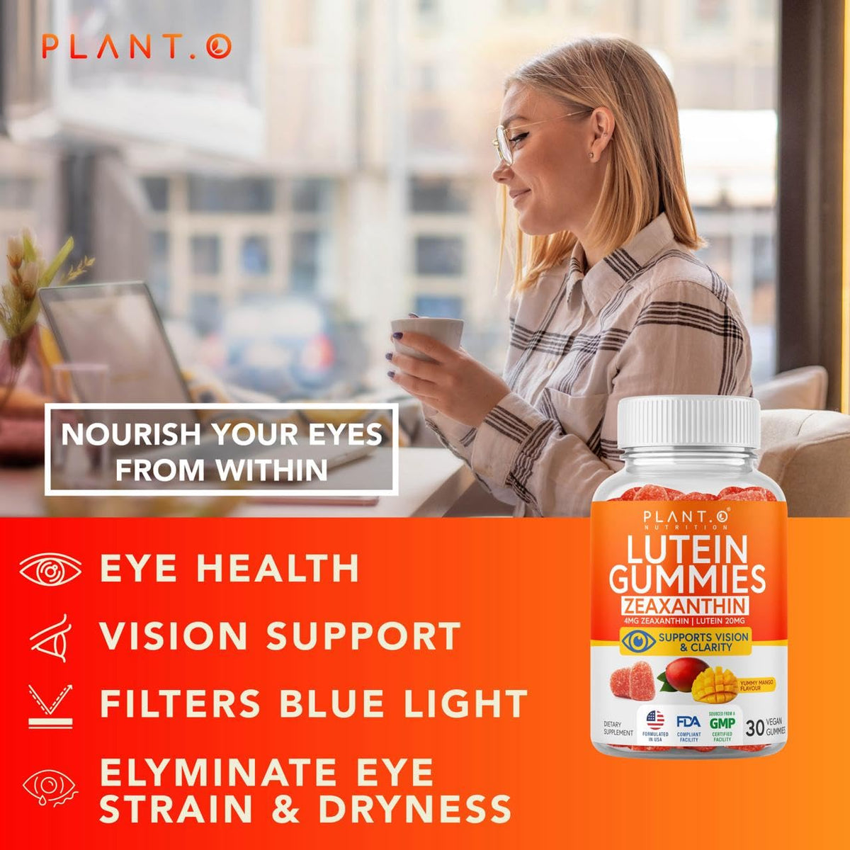 Gummies de Luthéine et Zéaxanthine sur un fond blanc