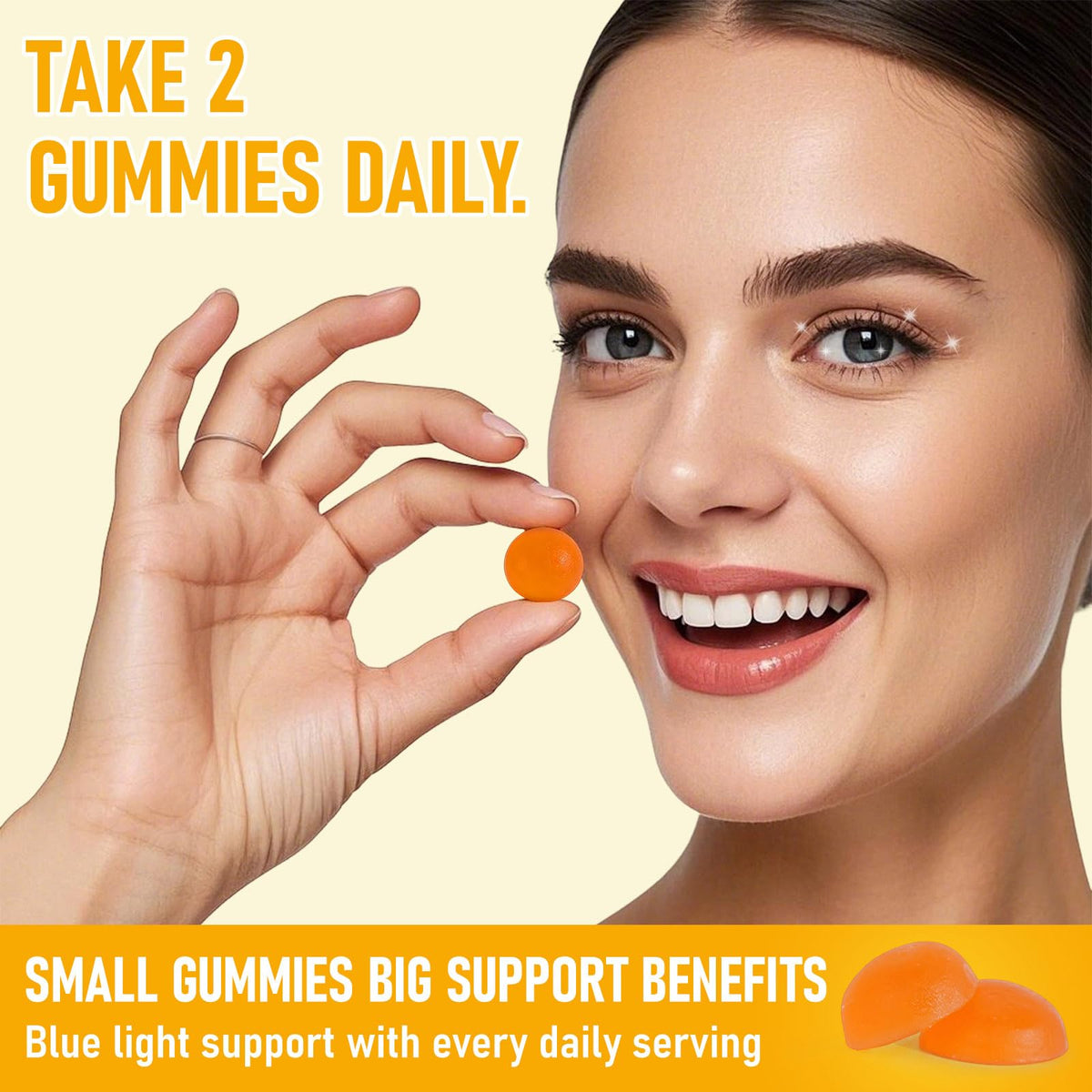 Gummies de luthéine sur un fond coloré