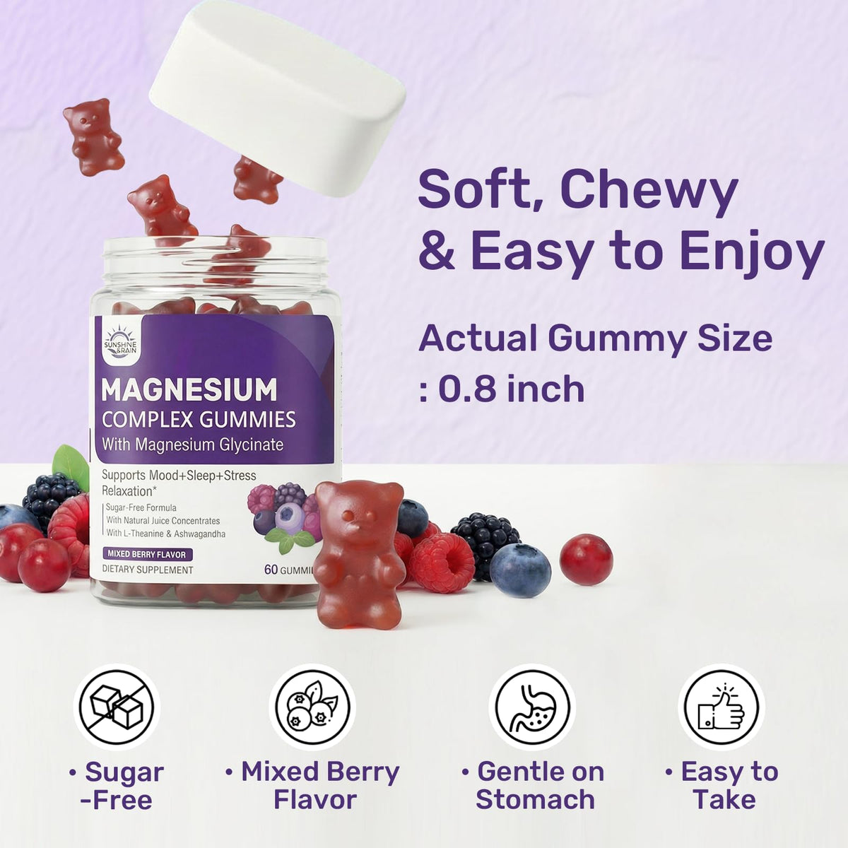 Gummies de Magnésium 300mg Sunshine & Rain avec des baies