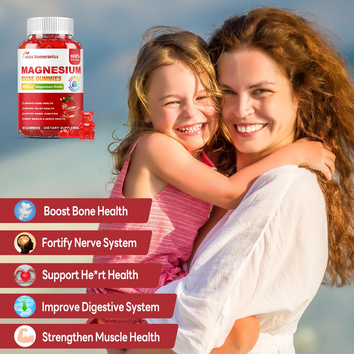 Gummies de magnésium 400mg, présentation des gummies individuelles