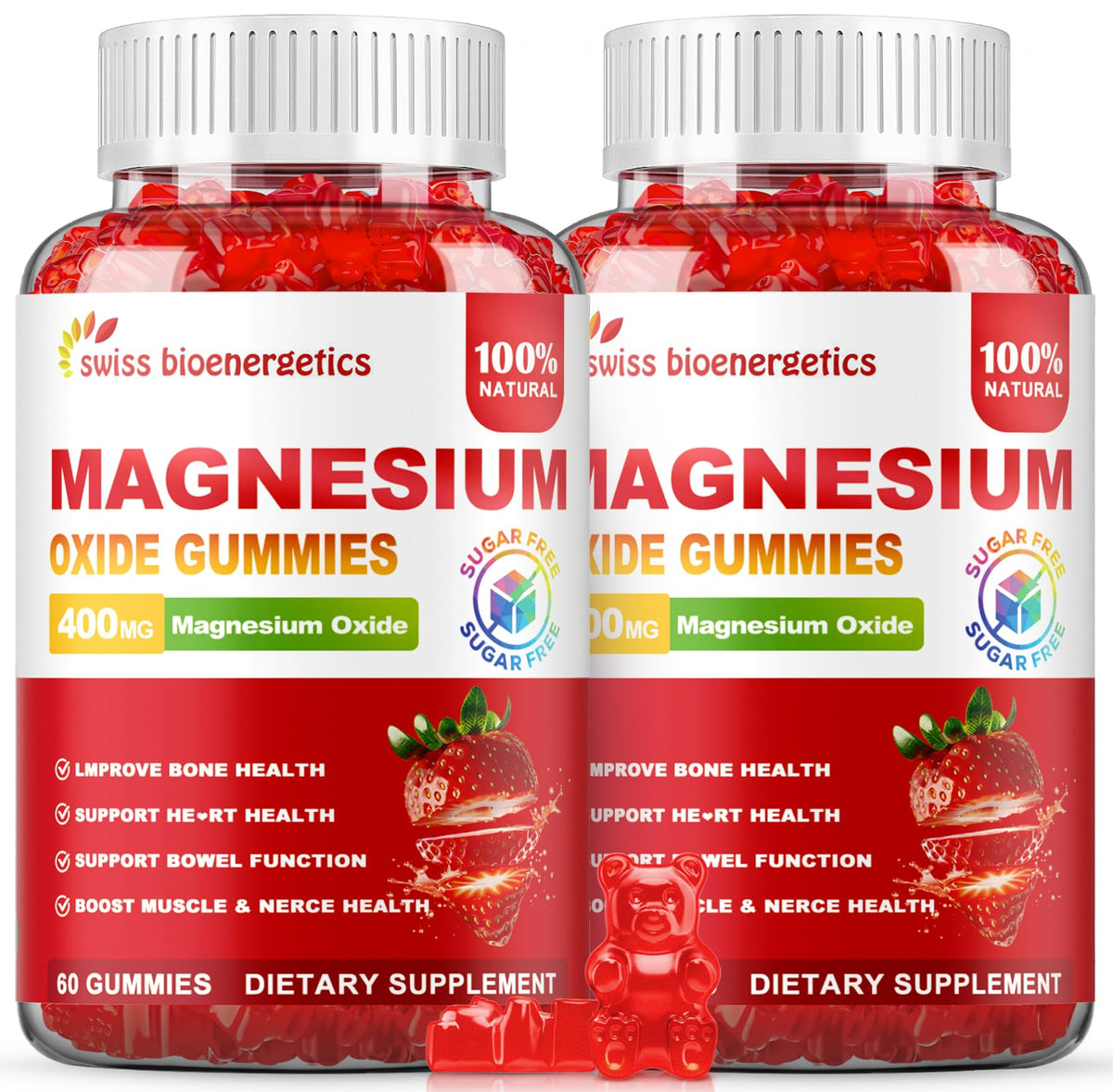 Gummies de magnésium 400mg suisse bioenergetics, vue avant