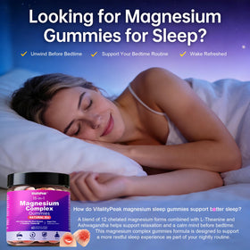 Gummies de Magnésium 400mg VitalityPeak avec des fruits rouges en arrière-plan