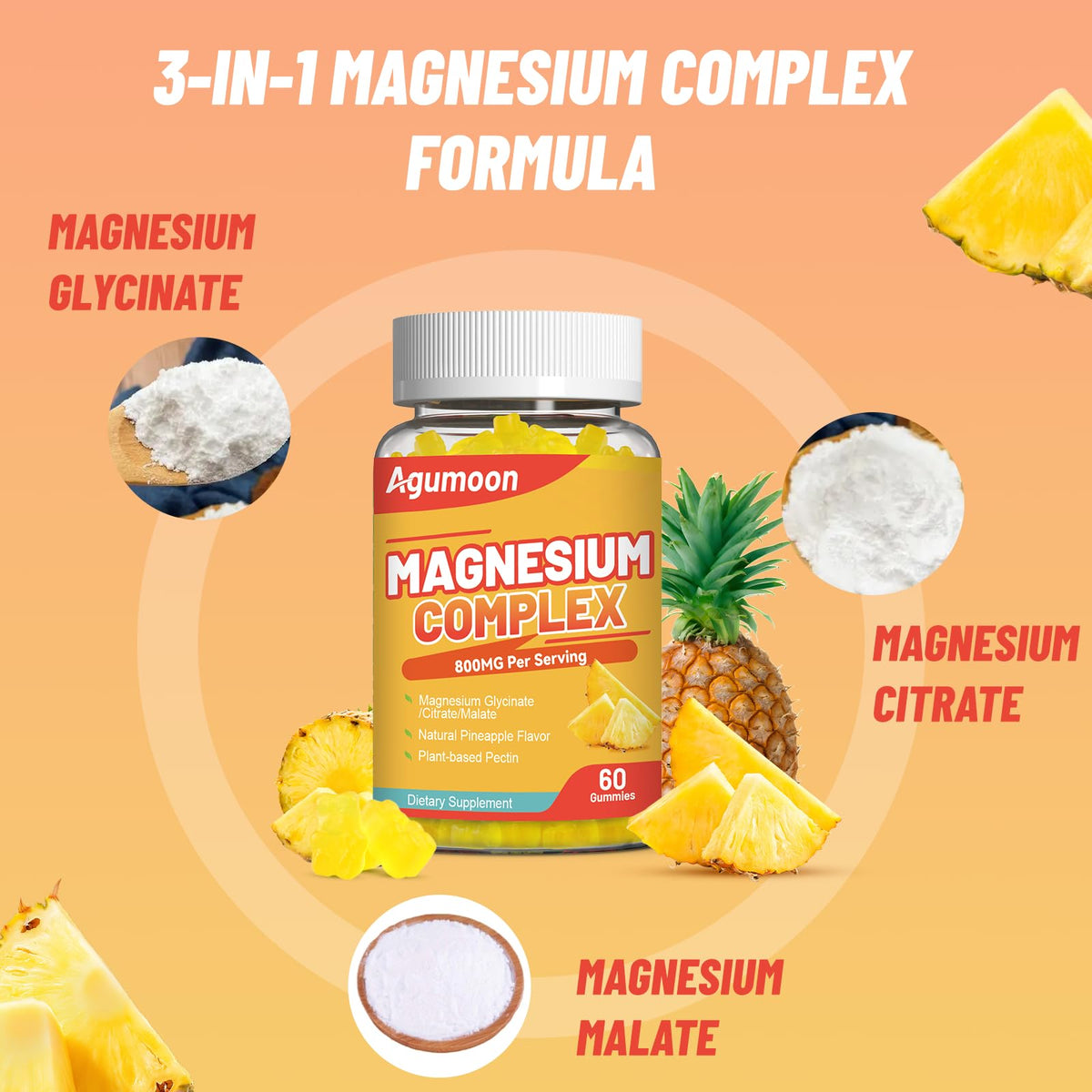 Gummies de magnésium Agumoon dans une main pour montrer la taille