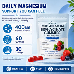 Gummies de magnésium Aiwevon près d'un ordinateur au bureau