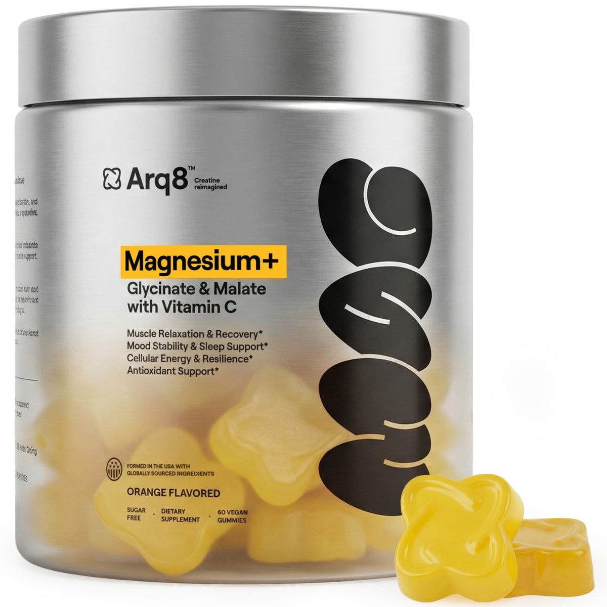 Gummies de Magnésium ARQ8 LONGEVITY, 60 unités, format orange