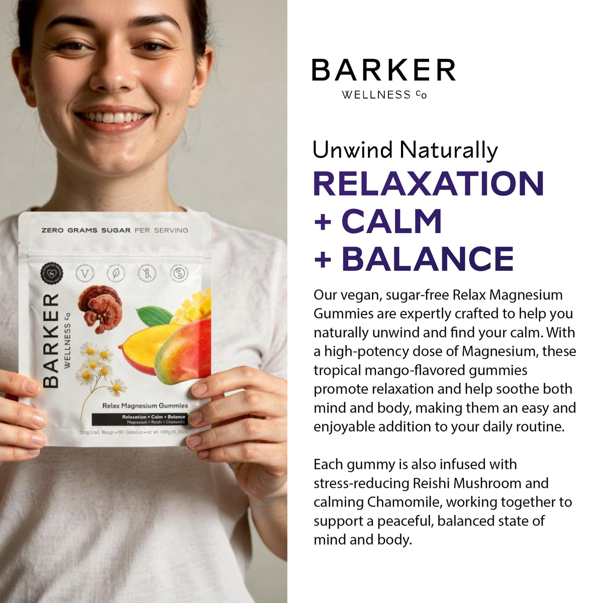 Gummies de magnésium Barker Wellness Co, présentation sur une assiette